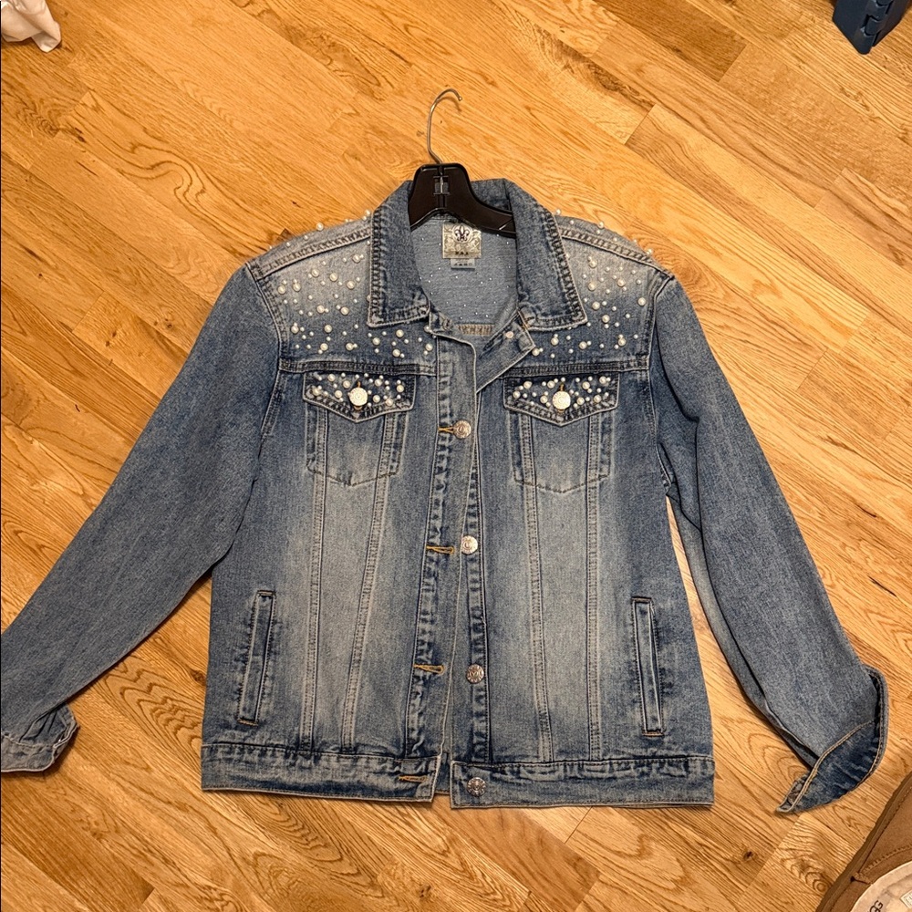 Women’s Denim Jacket with Pearl accents